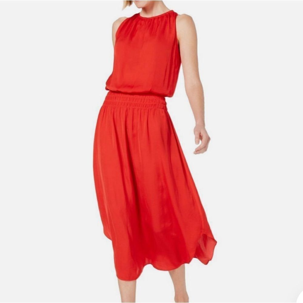 Alfani Womens Sleeveless Halter Midi Sheath Dress Red Size XL‎ Nwt